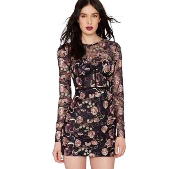 Nasty Gal Bangin Blooms Floral Mesh Dress